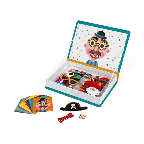 Janod Magnetyczna układanka Magnetibook śmieszne buzie chłopczyk - 4kidspoint.pl
