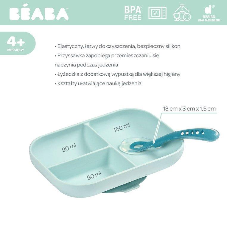 Beaba Zestaw obiadowy dla dzieci z silikonu Blue