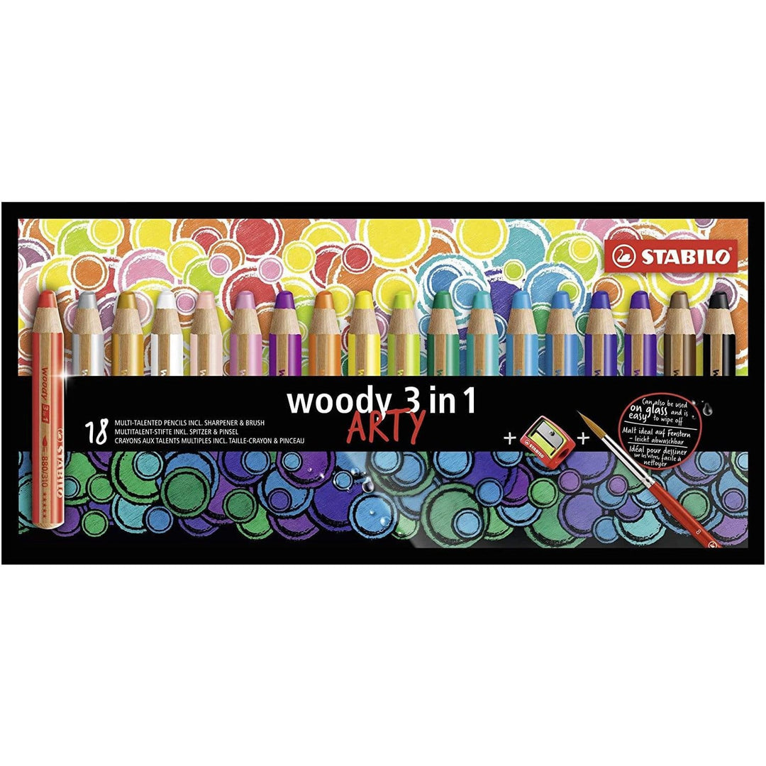 Stabilo Kredki Woody 3w1 Arty 18 kolorów z temperówką i pędzelkiem