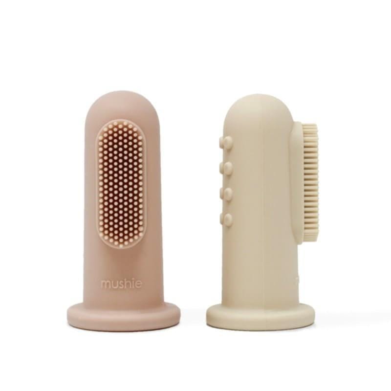 Mushie 2 pierwsze szczoteczki na palec Blush & Shifting Sand