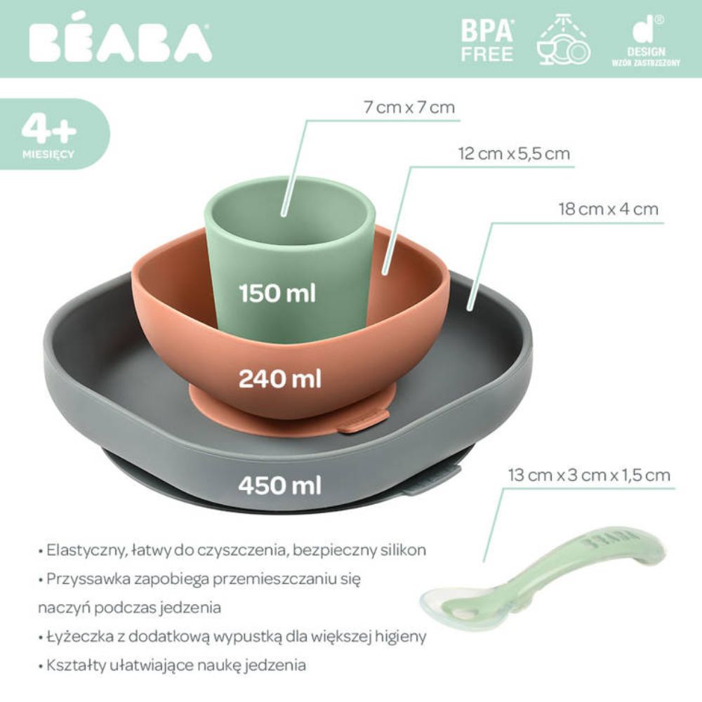 Beaba Naczynia dla dzieci z silikonu z przyssawką Mineral