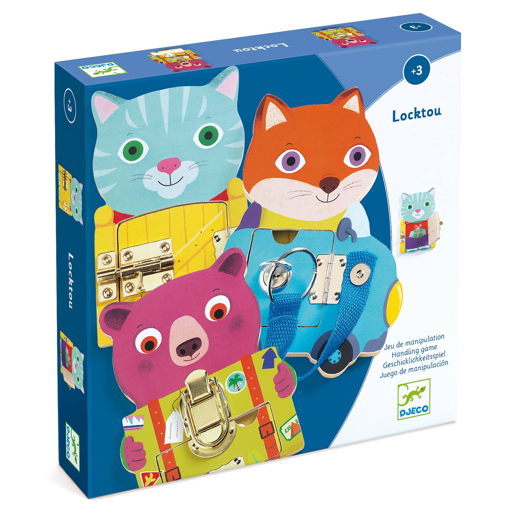 Djeco Drewniane zwierzątka manulane zamki Locktou - 4kidspoint.pl