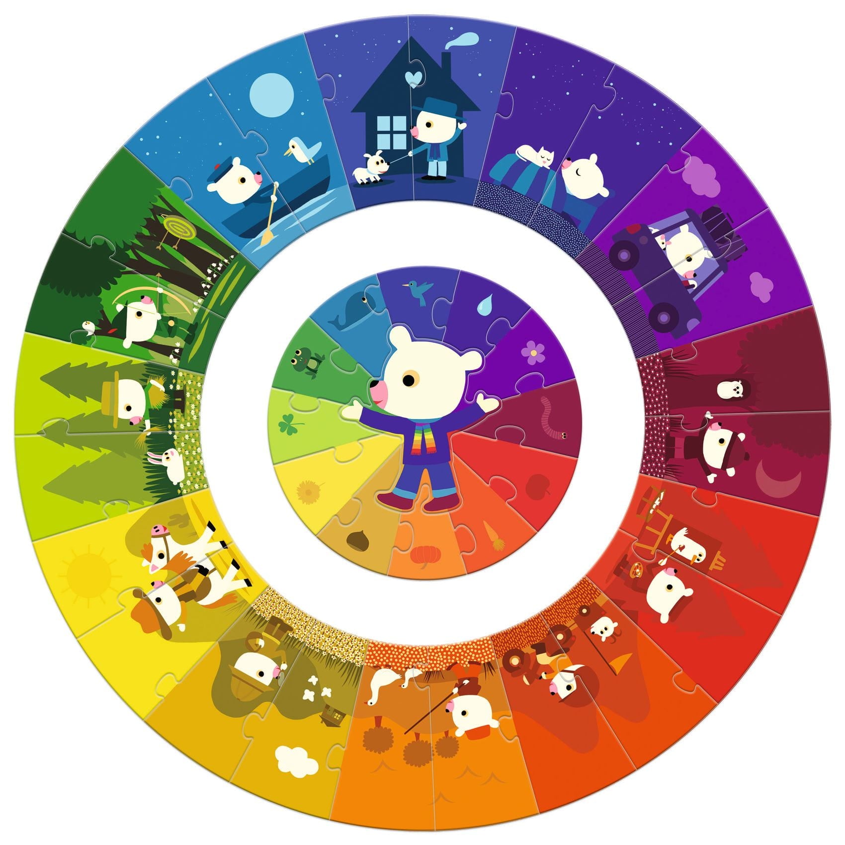 Djeco Puzzle dla dziecka kartonowe gigant Kolory