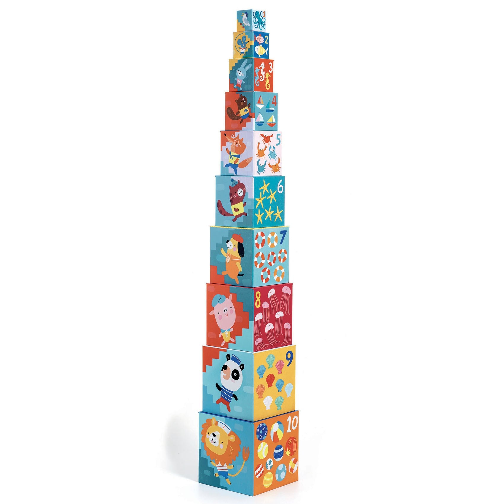 Djeco Kartonowe klocki piramida Plaża - 4kidspoint.pl