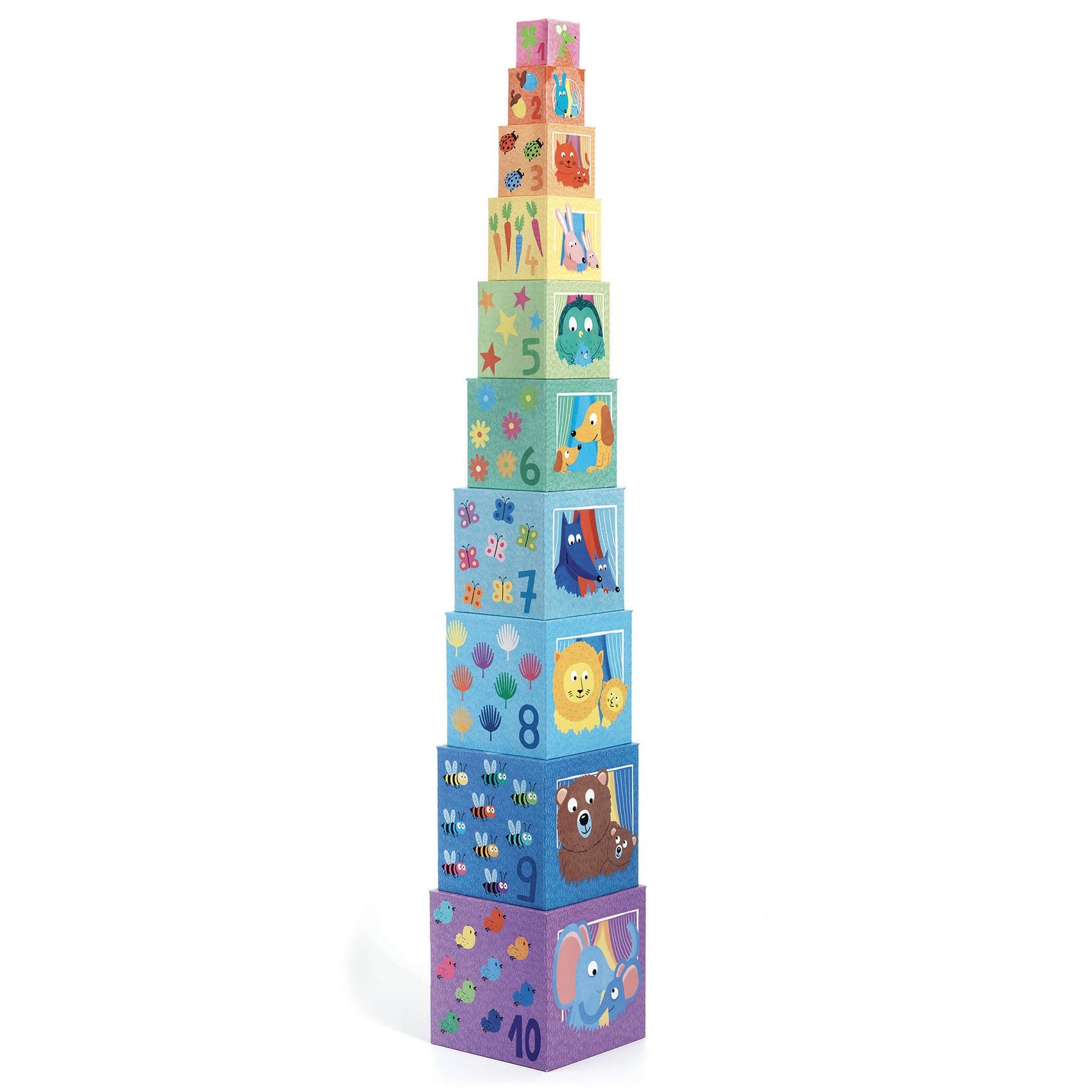 Djeco Kartonowe klocki piramida Tęcza - 4kidspoint.pl