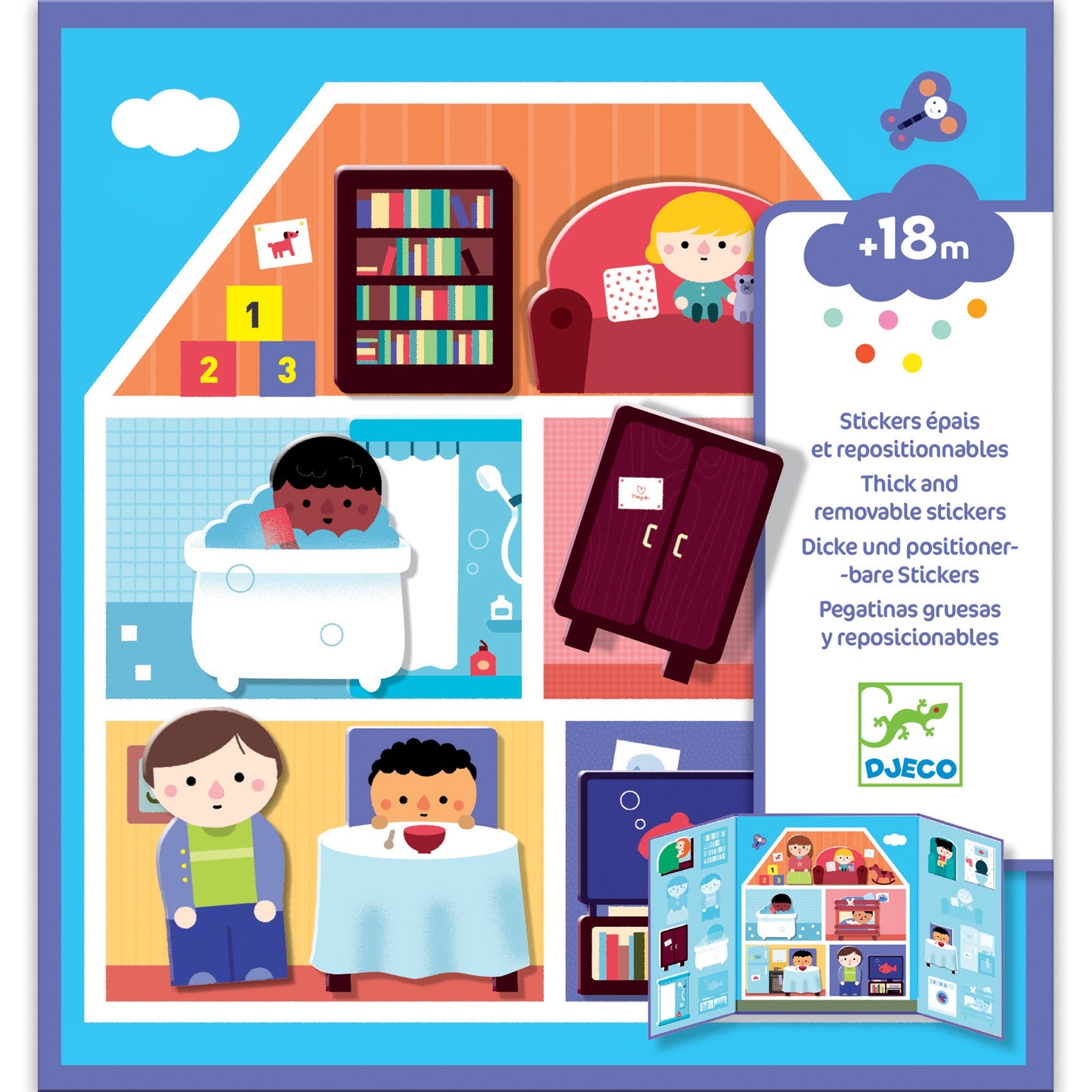 Djeco Naklejki wielokrotnego użytku z planszą Dom - 4kidspoint.pl