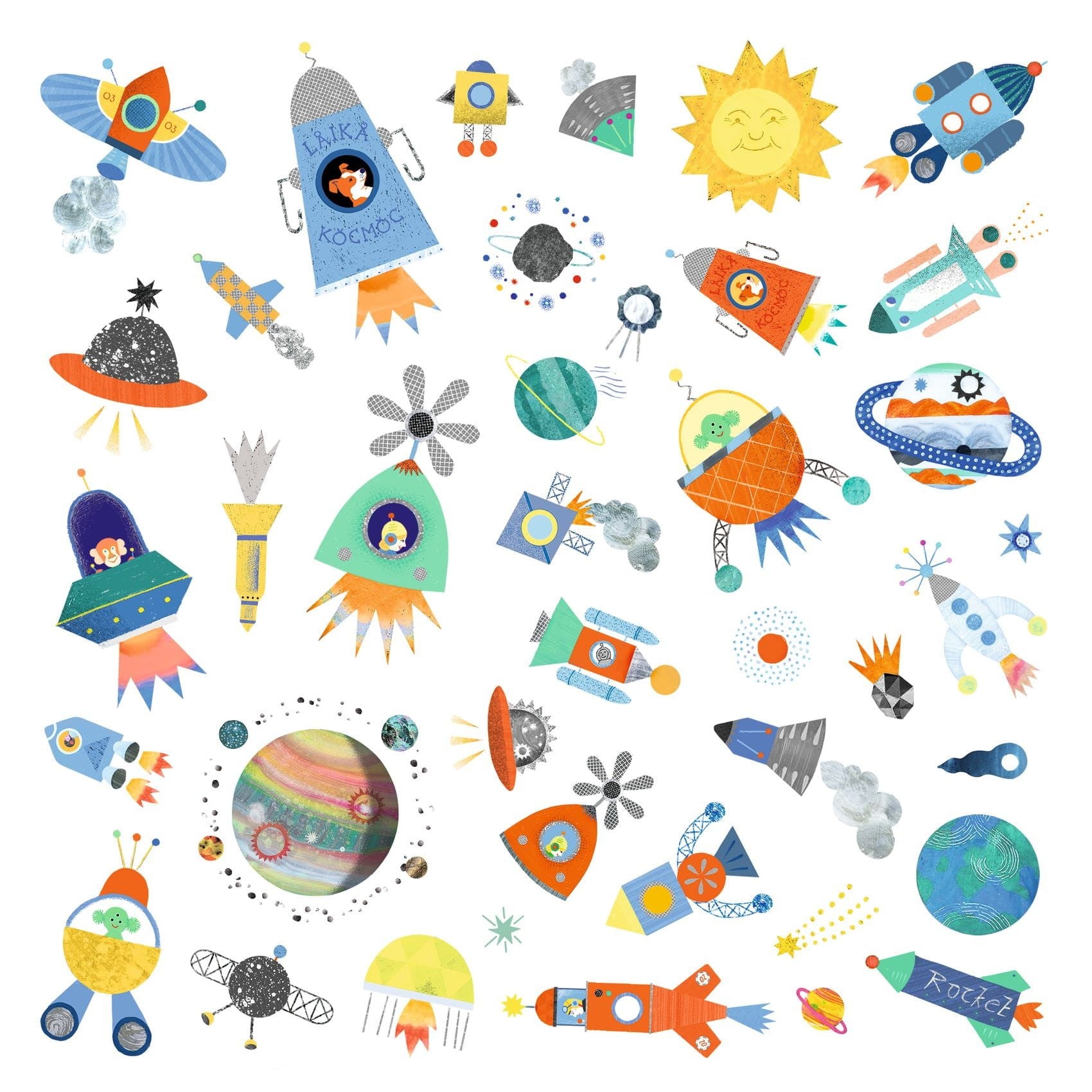 Djeco Naklejki dla dzieci Kosmos 160 szt. - 4kidspoint.pl