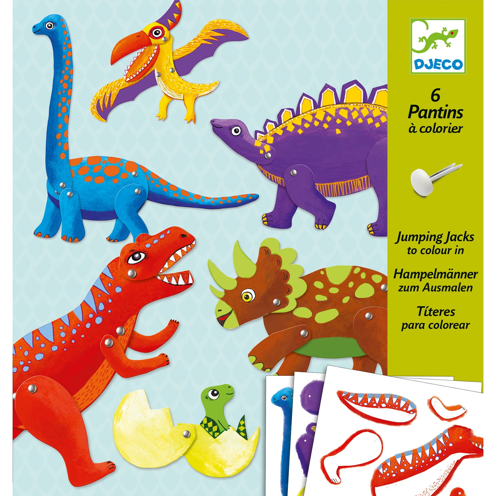 Djeco Zestaw artystyczny dla dzieci Ruchome postacie Dinozaury
