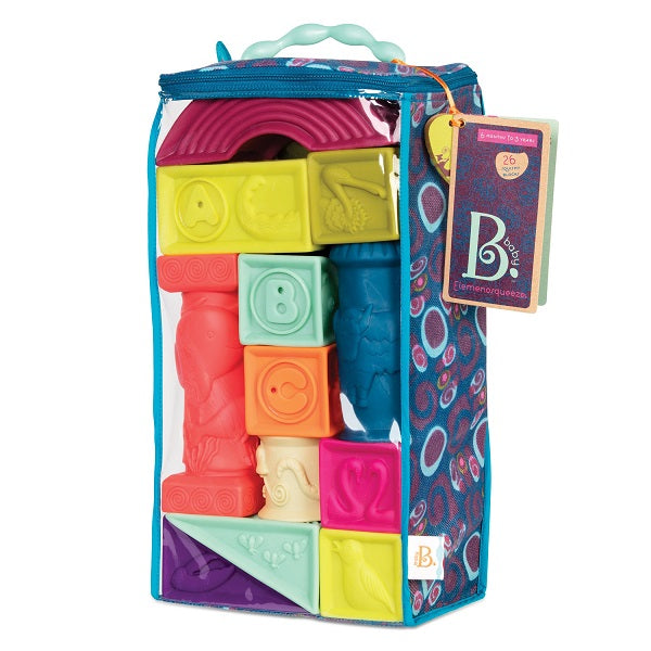 B.Toys Miękkie klocki edukacyjne duży zestaw 26 klocków miętowy - 4kidspoint.pl