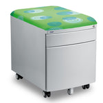 Mayer Kontenerek mobilny zamykany pufa szafka Profi do biurka srebrny tapicerowany zielony-kółka