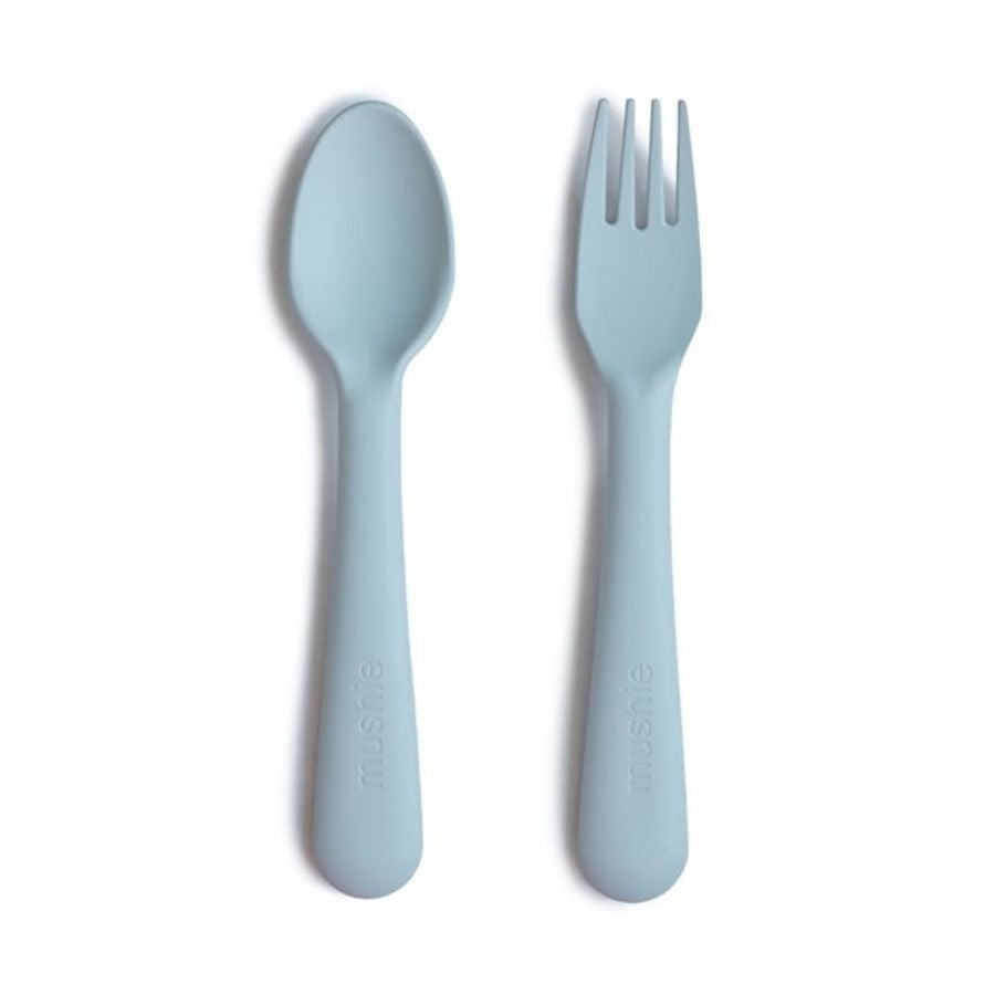 Mushie Sztućce dla dzieci do nauki samodzielnego jedzenia Powder Blue
