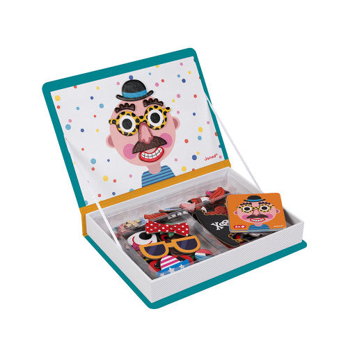 Janod Magnetyczna układanka Magnetibook śmieszne buzie chłopczyk - 4kidspoint.pl