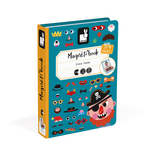 Janod Magnetyczna układanka Magnetibook śmieszne buzie chłopczyk - 4kidspoint.pl