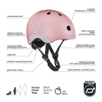 Scootandride Kask rowerowy dla dzieci XXS-S Rose Cat - 4kidspoint.pl