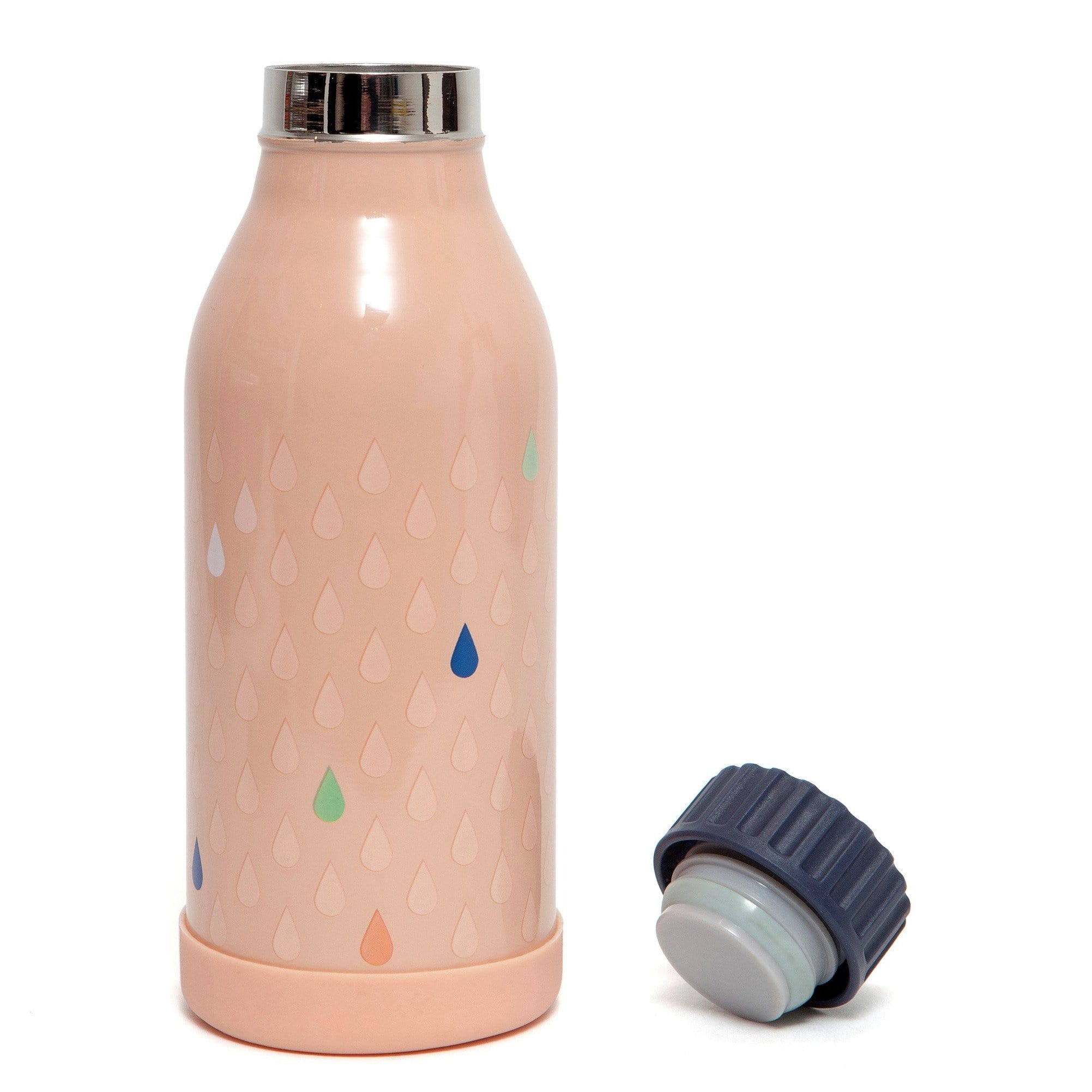 Petit Monkey Butelka termiczna ze szlachetnej stali nierdzewnej Krople Peach 350ml - 4kidspoint.pl