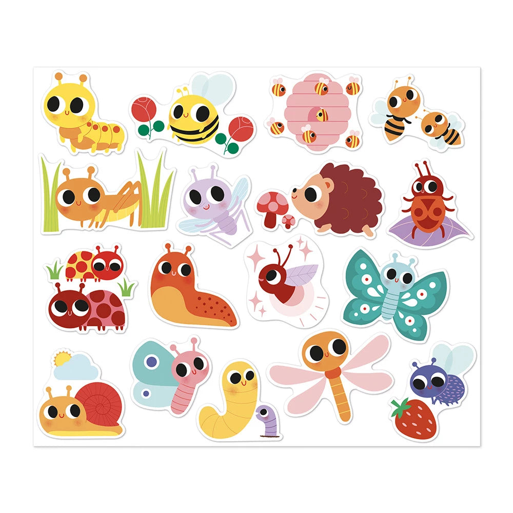 Janod Duże naklejki dla dzieci na arkuszach Zwierzęta w ogrodzie 100szt