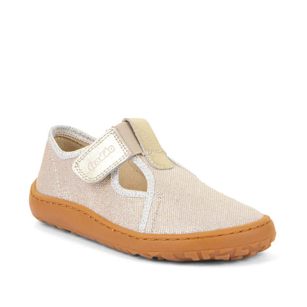 Froddo Buty dziecięce barefoot Canvas T-Bar Kremowy beż