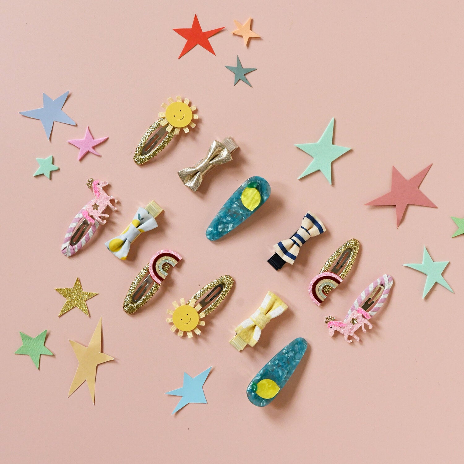 Rockahula Spinki do włosów dla dziewczynki brokatowe Carnival Rainbow