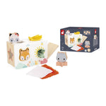 Janod Sorter drewniany pudełko sensoryczne z chusteczkami Pure