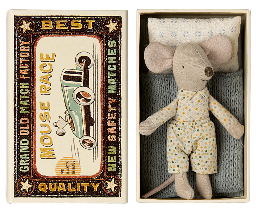 Maileg Maskotka Myszka w pudełku Little brother mouse in matchbox 11cm