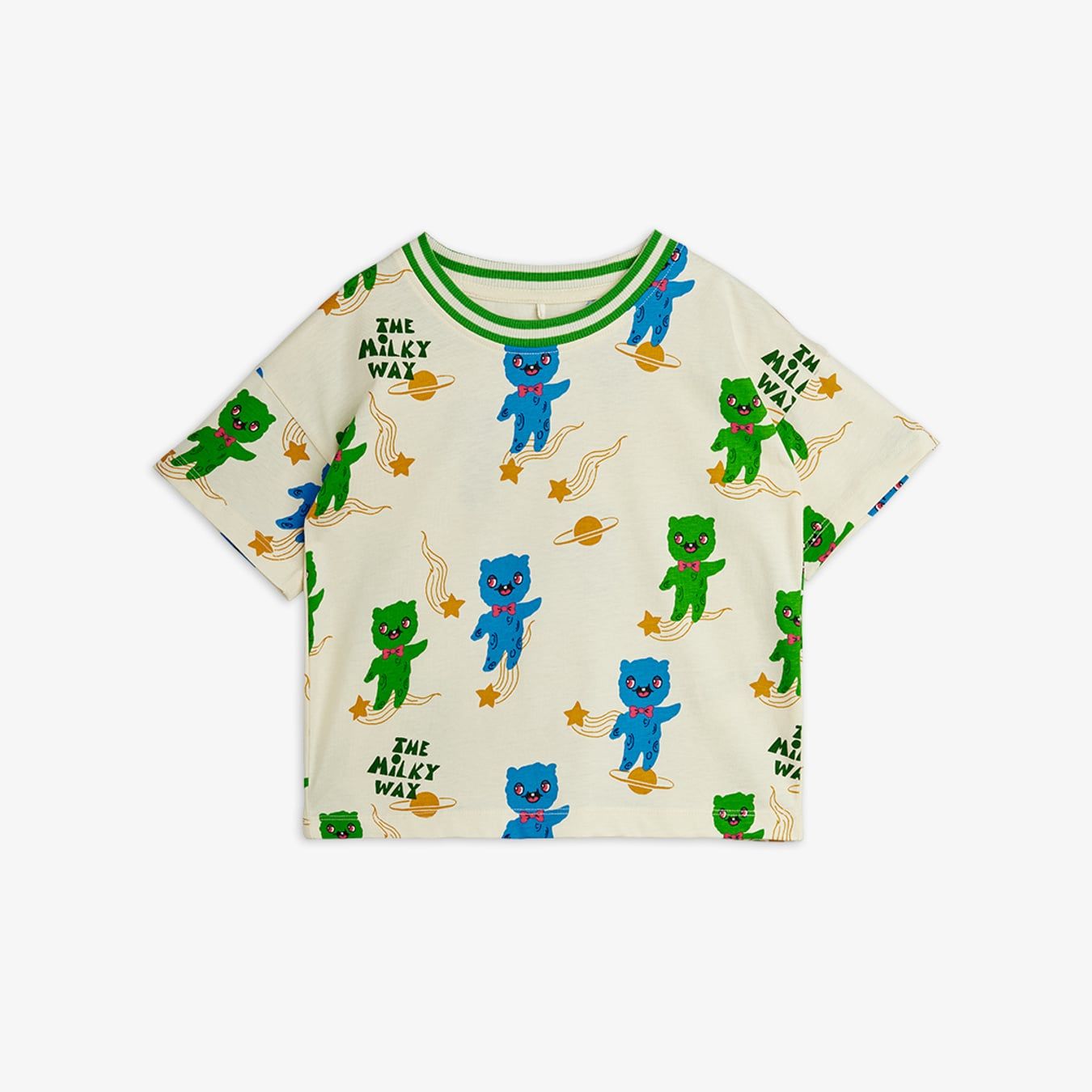Mini Rodini Koszulka dziecięca z krókim rękawkiem Aliens Off-White