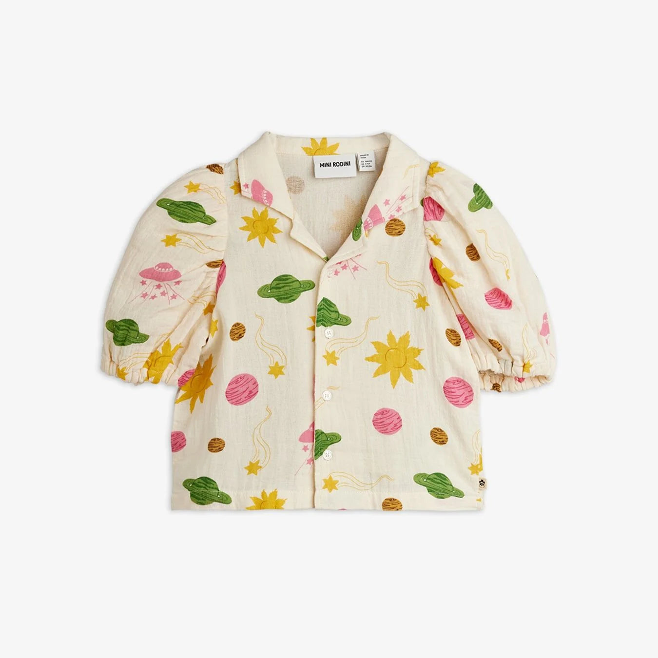 Mini Rodini Bluzka muślinowa dla dziewczynki Space Off-white