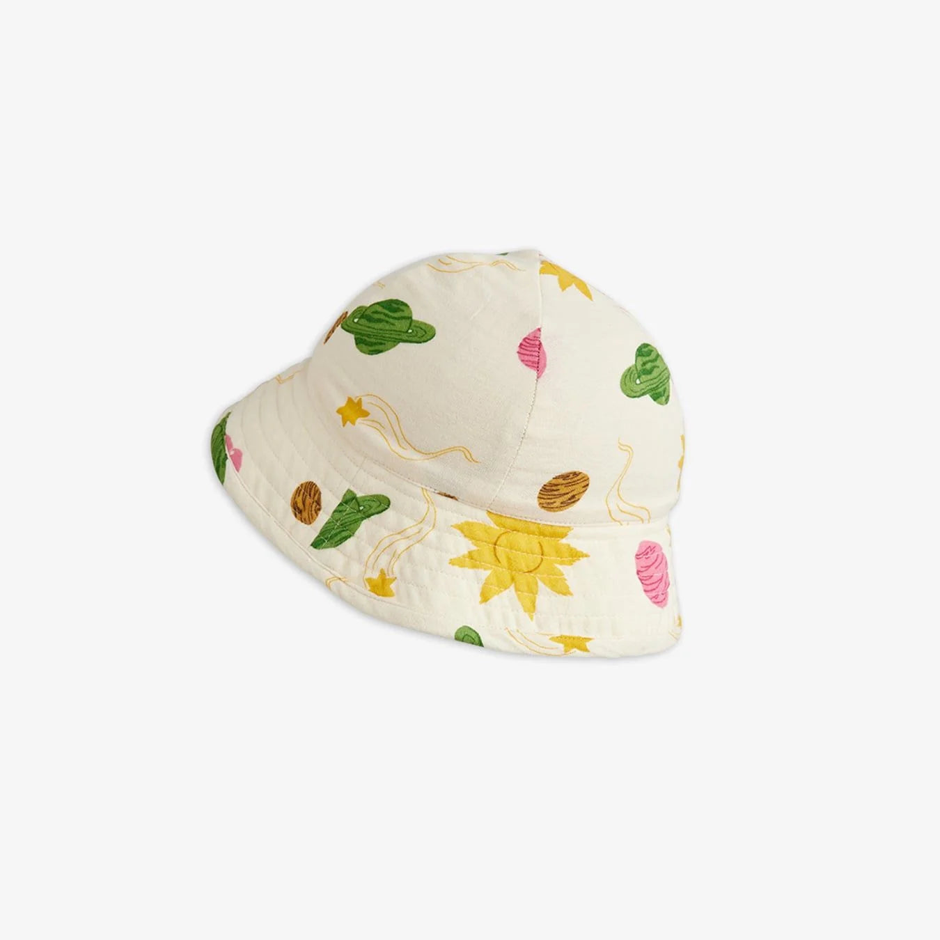 Mini Rodini Czapka dziecięca przeciwsłoneczna muślinowa Space Off-White