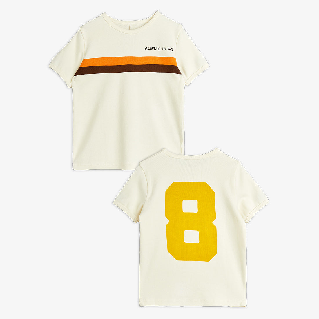 Mini Rodini Koszulka dziecięca z krótkim rękawem Alien City FC 8 Off-white