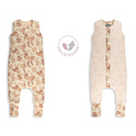 Sleepee Dwustronny śpiworek do spania z nóżkami Vintage Animals Almond/Cream 6-12 m