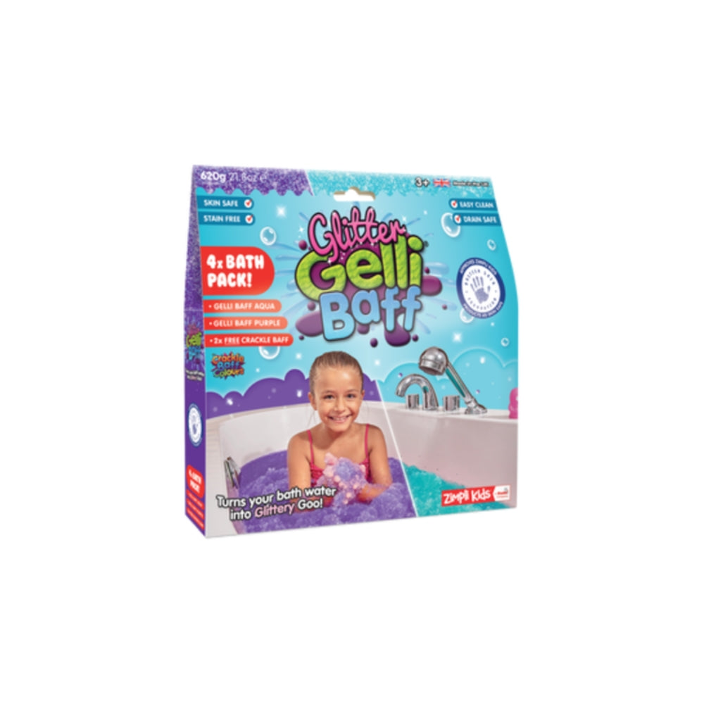 Zimpli Kids Magiczny proszek do kąpieli Gelli Baff Glitter fioletowy i błękitny 4 użycia