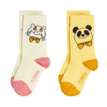 Mini Rodini Skarpetki dla dzieci Cat & panda 2-pack