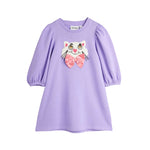 Mini Rodini Sukienka dla dziewczynki Cat with bowtie Purple