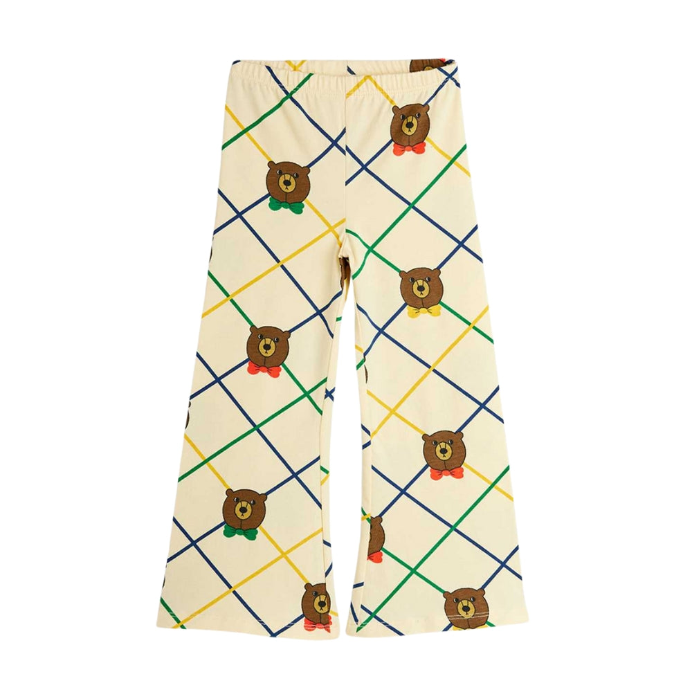 Mini Rodini Spodnie dzwony dla dzieci Bear check Ecru