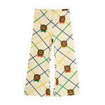 Mini Rodini Spodnie dzwony dla dzieci Bear check Ecru
