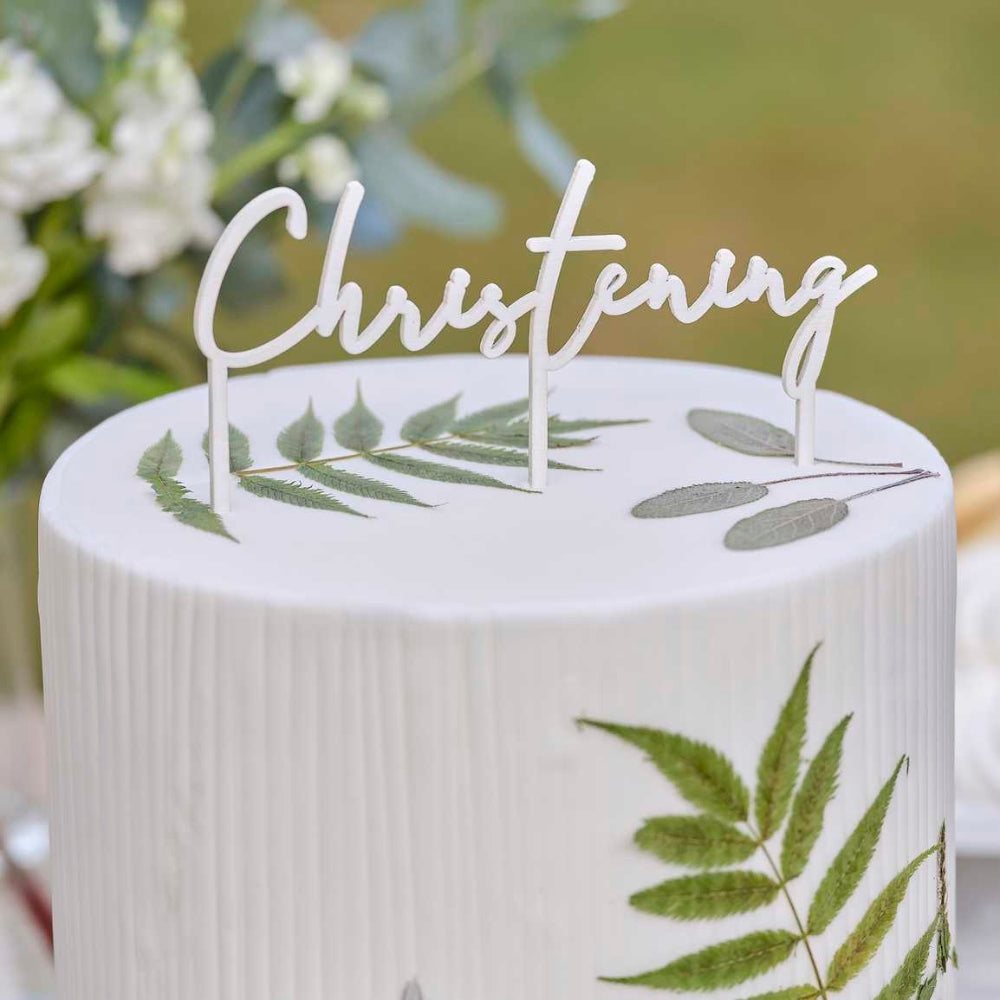 Gingerray Topper na tort White Wooden Chrzest