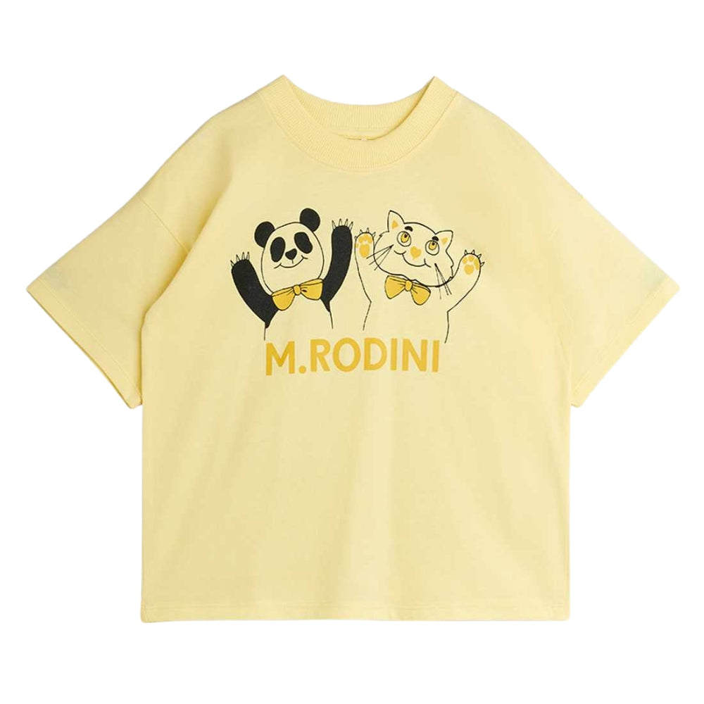 Mini Rodini Koszulka dla dzieci Panda & Cat Yellow