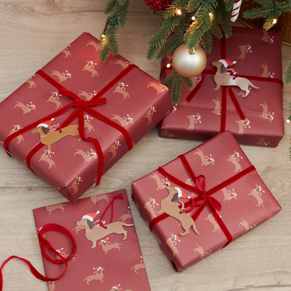 Gingerray Papier do pakowania prezentów Sausage Dog Christmas