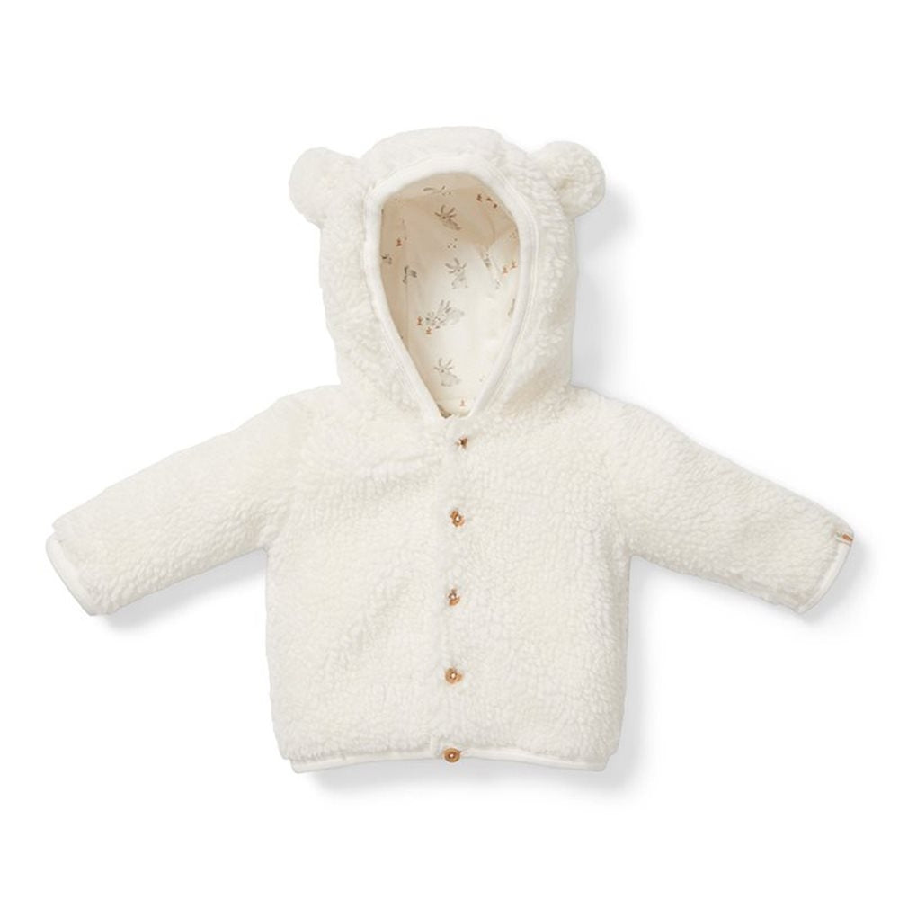 Little Dutch Zapinana bluza z kapturem Teddy Baby Bunny Off White rozmiar 98