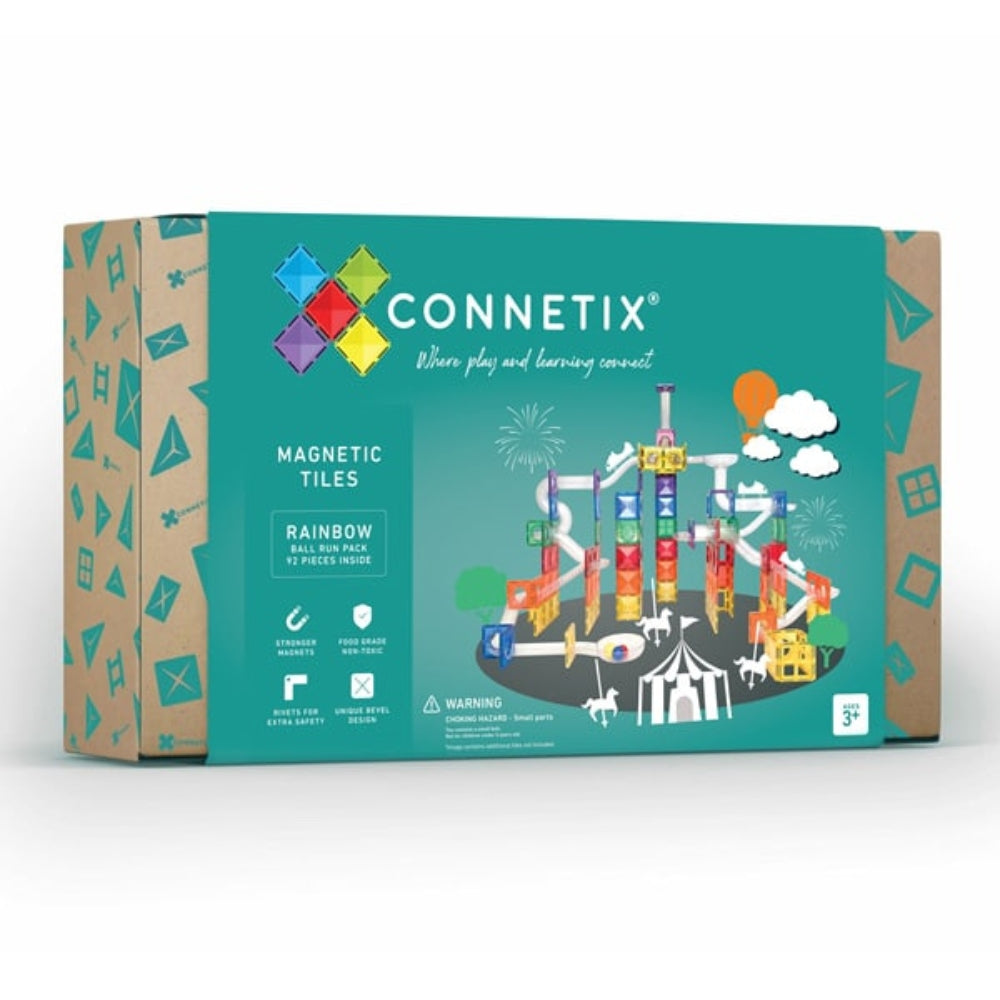 Connetix Klocki magnetyczne dla dzieci kulodrom Rainbow Ball Run Pack 92el.