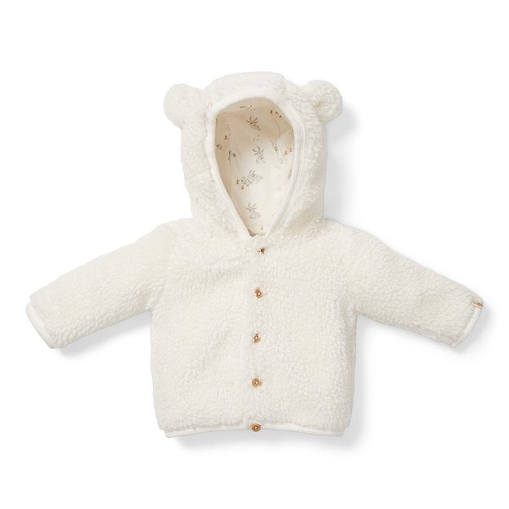 Little Dutch Zapinana bluza z kapturem Teddy Baby Bunny Off White rozmiar 74