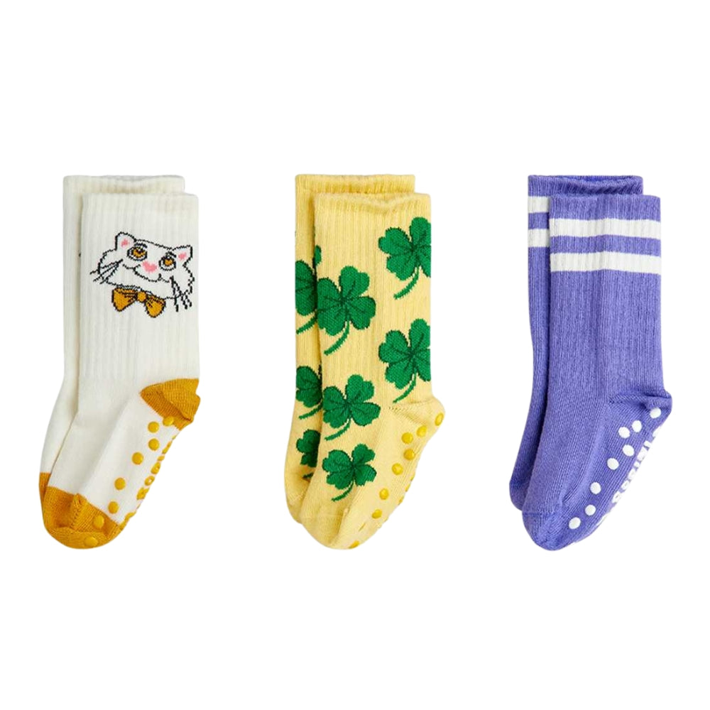 Mini Rodini Skarpetki dla dzieci antypoślizgowe Cat 3-pack