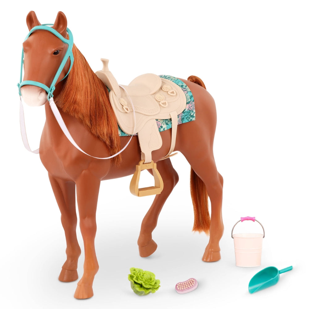 Our Genaration Koń dla lalki American Saddlebred z grzywą i akcesoriami 50 cm