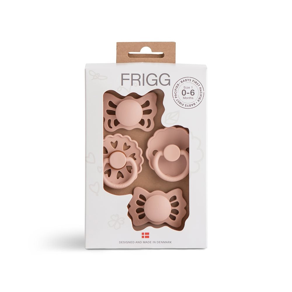 Frigg Smoczki dla niemowlaka Baby’s First Floral Heart 4-pack Blush 0+