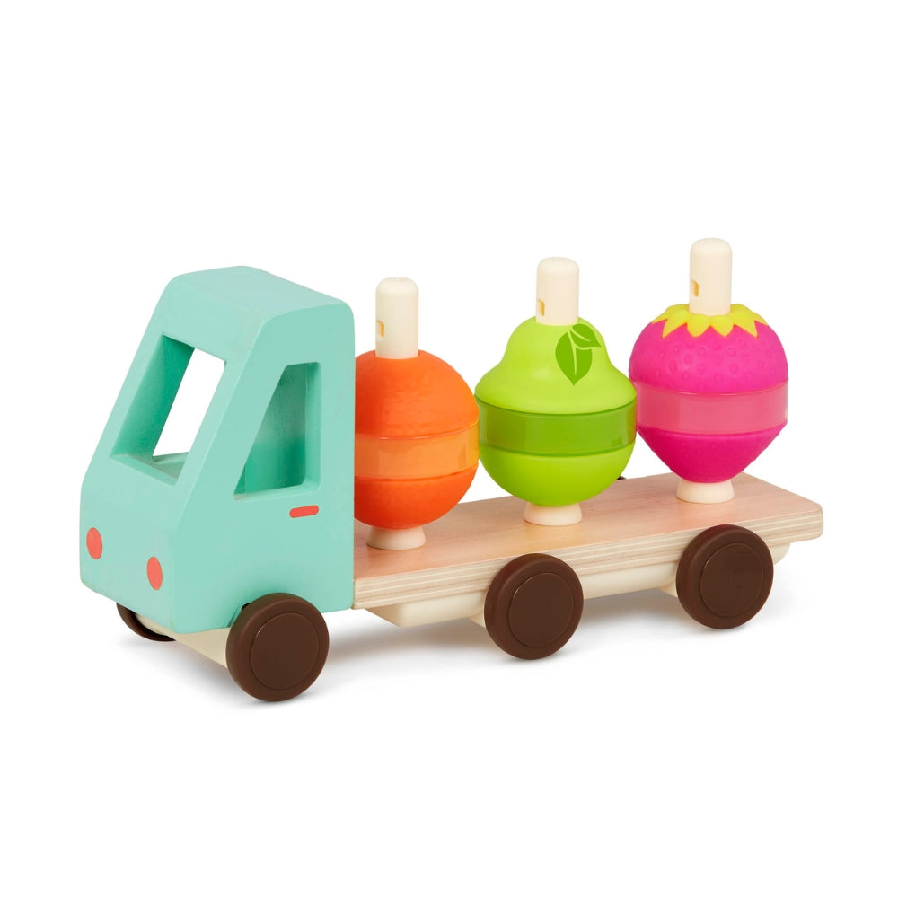 B.Toys Drewniana ciężarówka Sorter dla dzieci z owocami