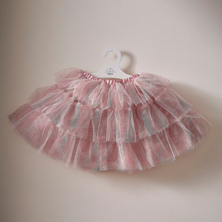 Gingerray Spódniczka tiulowa dla dziewczynki Blush & Silver Tiered Tutu 5-7 lat