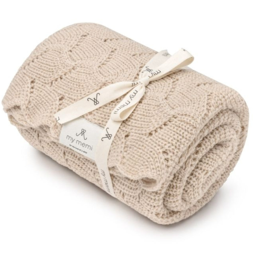 Memi Otulacz dla niemowląt z wełny merino warm beige premium collection