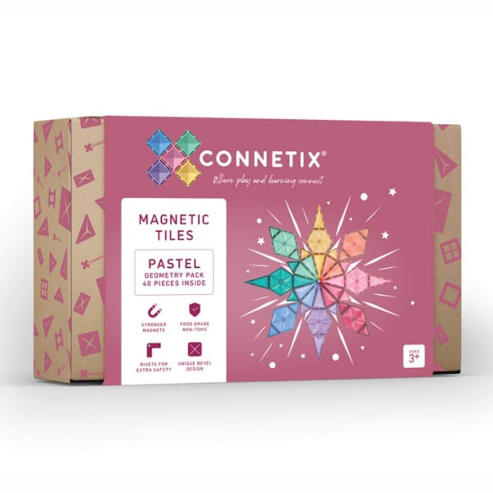 Connetix Klocki magnetyczne dla dzieci Pastel Geometry Pack 40el.