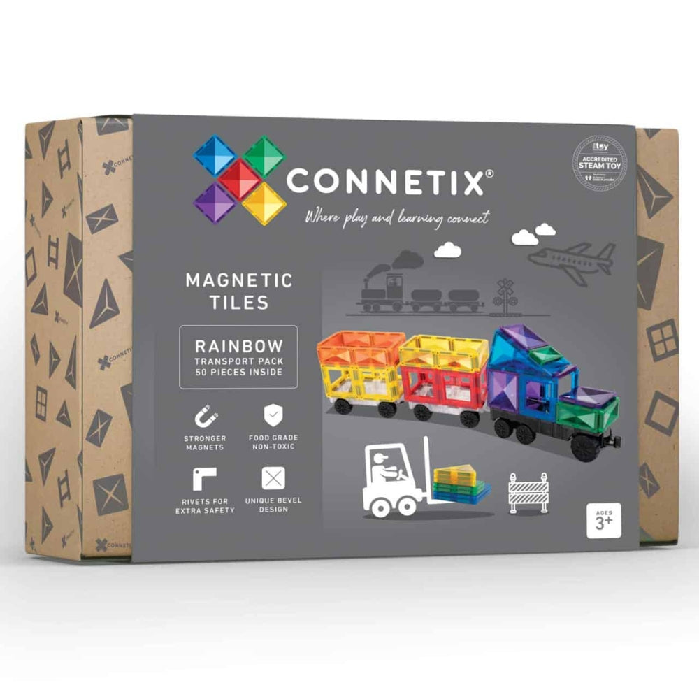 Connetix Klocki magnetyczne dla dzieci Rainbow Transport Pack 50el.