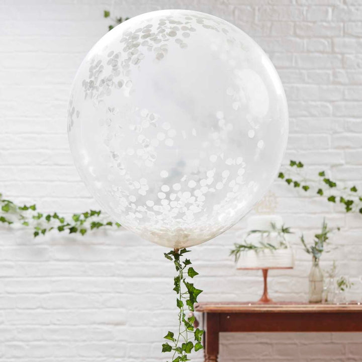 Gingerray Balony lateksowe 3 szt. Giant 91 cm White Confetti