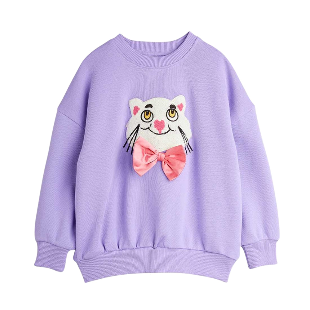 Mini Rodini Bluza dla dzieci Cat with bowtie Purple